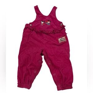Mickey & Co Disney Girls 18M Overalls Pink Vintage Embroidered Corduroy Roses